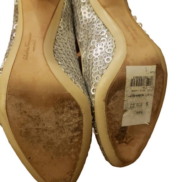 Salvatore Ferragamo Fabina silver sequin heels size 7 - Picture 8 of 10